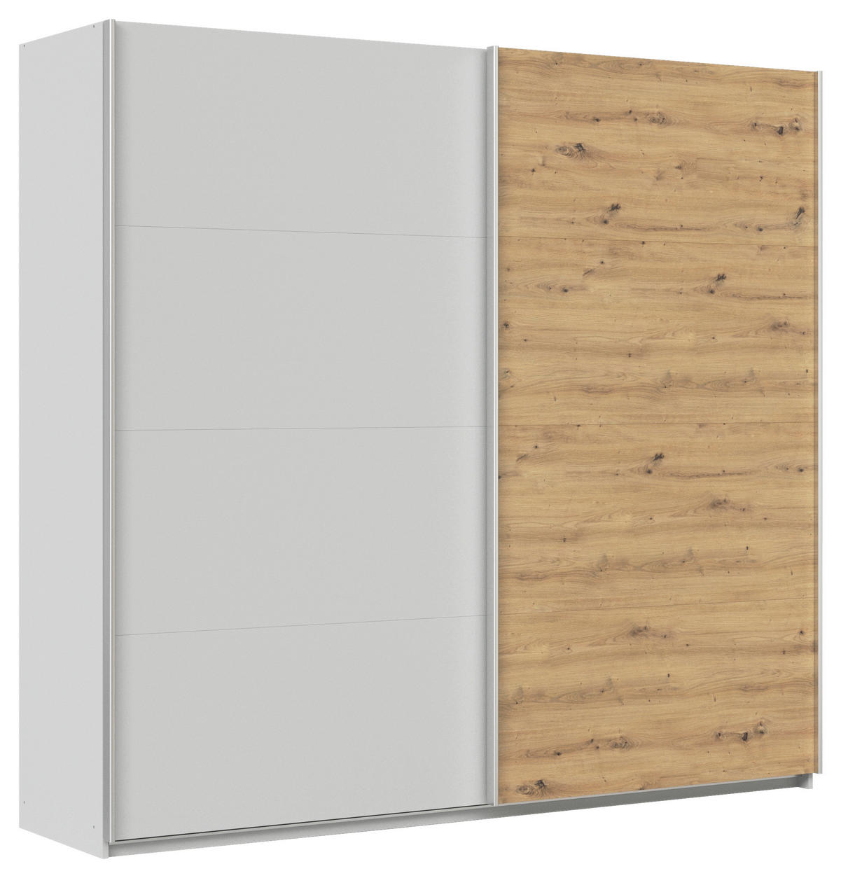 SCHWEBETÜRENSCHRANK  in Eiche Artisan, Seidengrau  - Seidengrau/Alufarben, KONVENTIONELL, Holzwerkstoff/Metall (225/210/62cm) - Xora