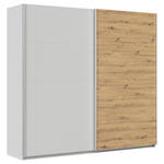 SCHWEBETÜRENSCHRANK  in Eiche Artisan, Seidengrau  - Seidengrau/Alufarben, KONVENTIONELL, Holzwerkstoff/Metall (225/210/62cm) - Xora