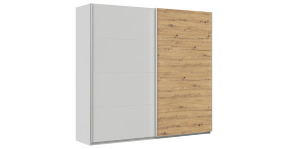 SCHWEBETÜRENSCHRANK  in Eiche Artisan, Seidengrau  - Seidengrau/Alufarben, KONVENTIONELL, Holzwerkstoff/Metall (225/210/62cm) - Xora