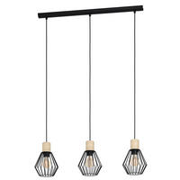 ZÁVĚSNÉ SVÍTIDLO,  76/16/110 cm - černá/hnědá, Design, kov/dřevo (76/16/110cm) - Eglo