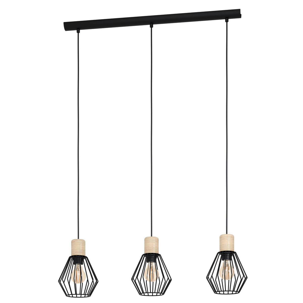 ZÁVĚSNÉ SVÍTIDLO,  76/16/110 cm - černá/hnědá, Design, kov/dřevo (76/16/110cm) - Eglo