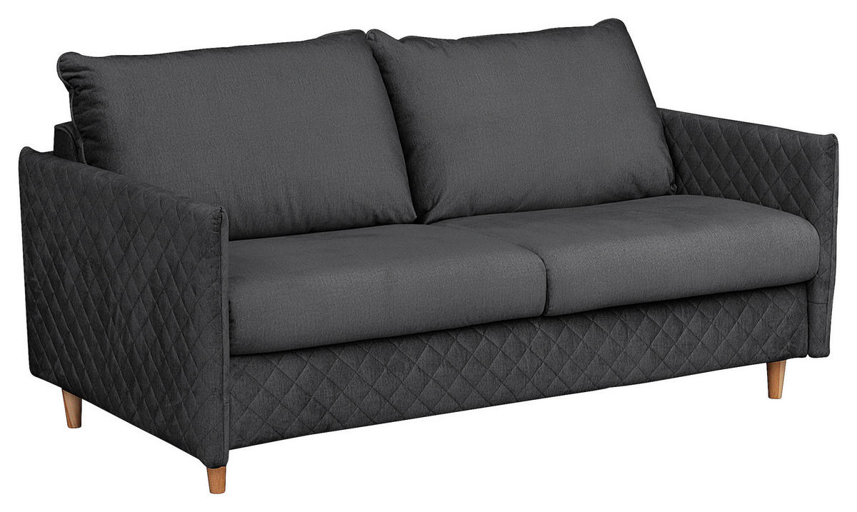 SCHLAFSOFA in Samt Anthrazit  - Anthrazit/Naturfarben, Design, Holz/Textil (175/95/103cm) - Livetastic