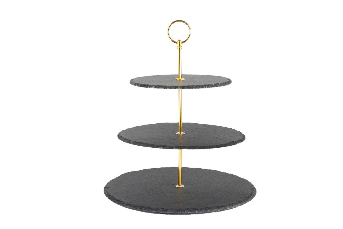 CUPCAKE-STÄNDER 3-stöckig - Goldfarben, Basics, Stein/Metall (30/25/20/35cm) - Echtwerk