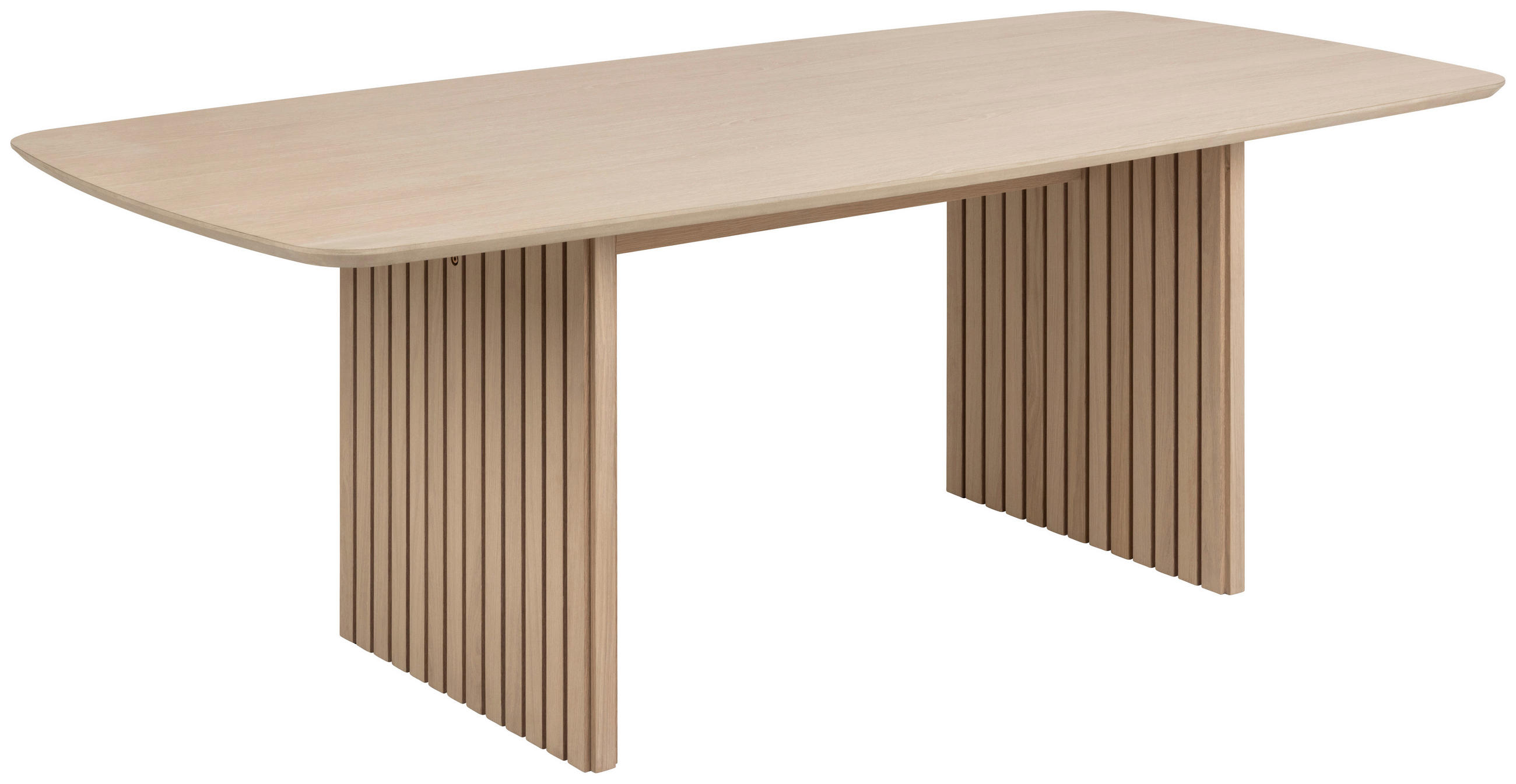 JEDILNA MIZA, furnirano hrast bela  - bela, Trend, leseni material/les (220/105/76cm) - Linea Natura