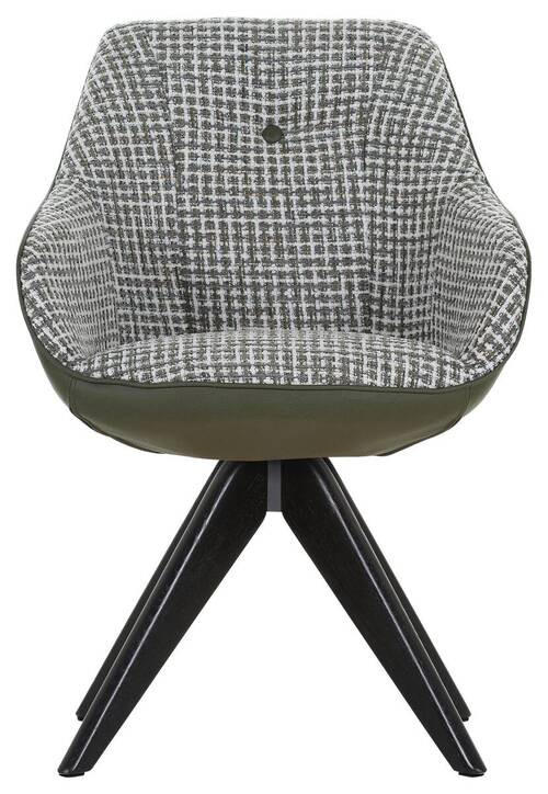 ARMLEHNSTUHL  in Chenille, Lederlook  - Schwarz/Olivgrün, MODERN, Holz/Textil (60/83/65cm) - Novel