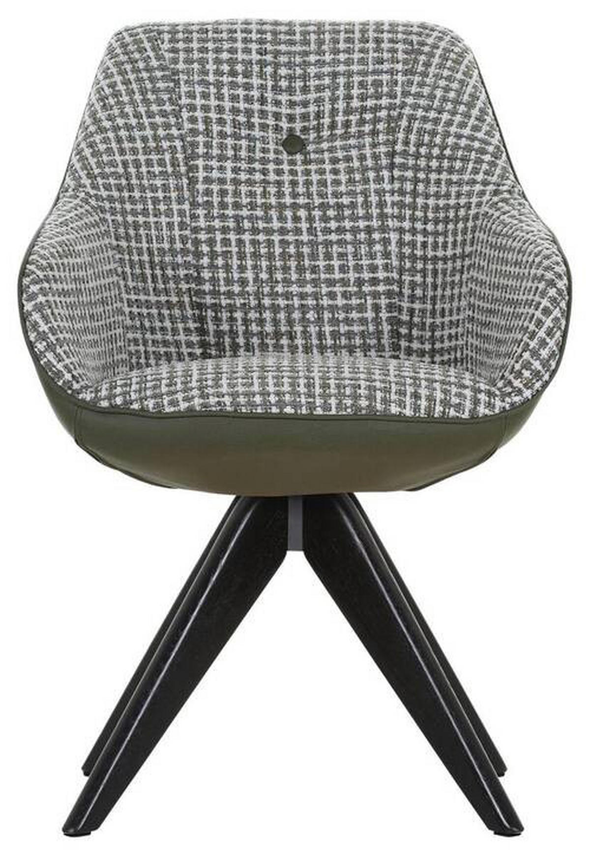 ARMLEHNSTUHL  in Chenille, Lederlook  - Schwarz/Olivgrün, MODERN, Holz/Textil (60/83/65cm) - Novel