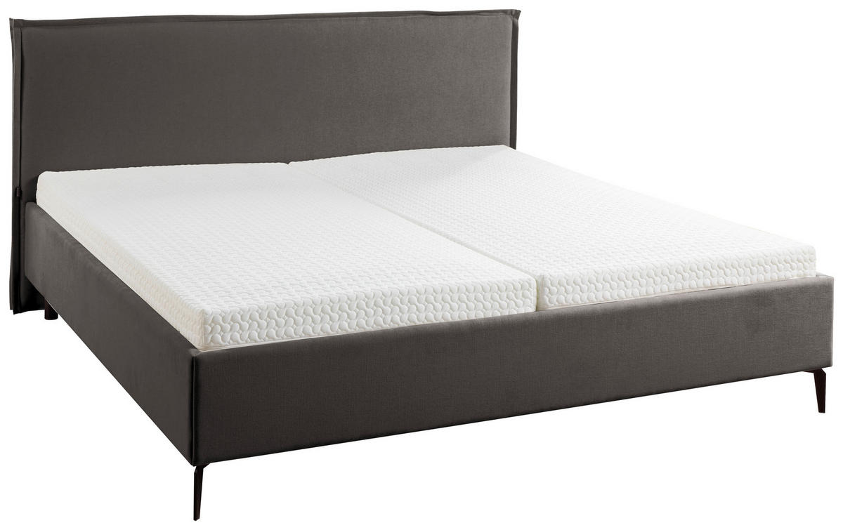 POLSTERBETT 200/200 cm,  in Anthrazit, Schwarz, gepolstertes Kopfteil,  - Anthrazit/Schwarz, Design, Textil (200/200cm) - Musterring