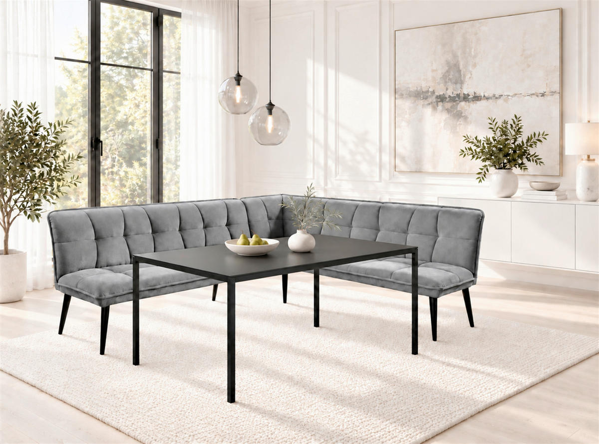 UGAONA KLUPA  antracit   - crna/antracit, Moderno, drvo/tekstil (260/201cm) - Livetastic
