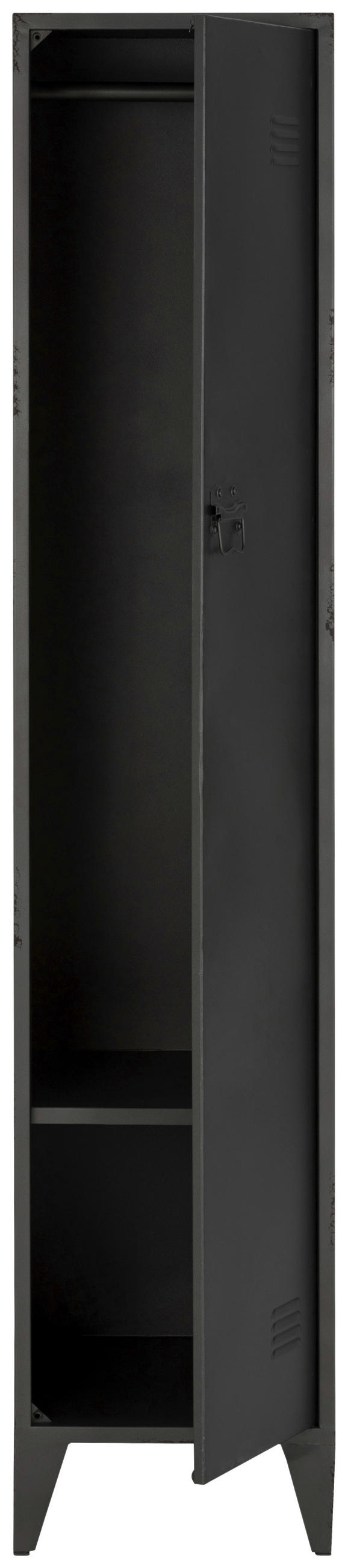 GARDEROBENSCHRANK  in 38/185/51 cm  - Silberfarben/Schwarz, KONVENTIONELL, Metall (38/185/51cm) - Livetastic