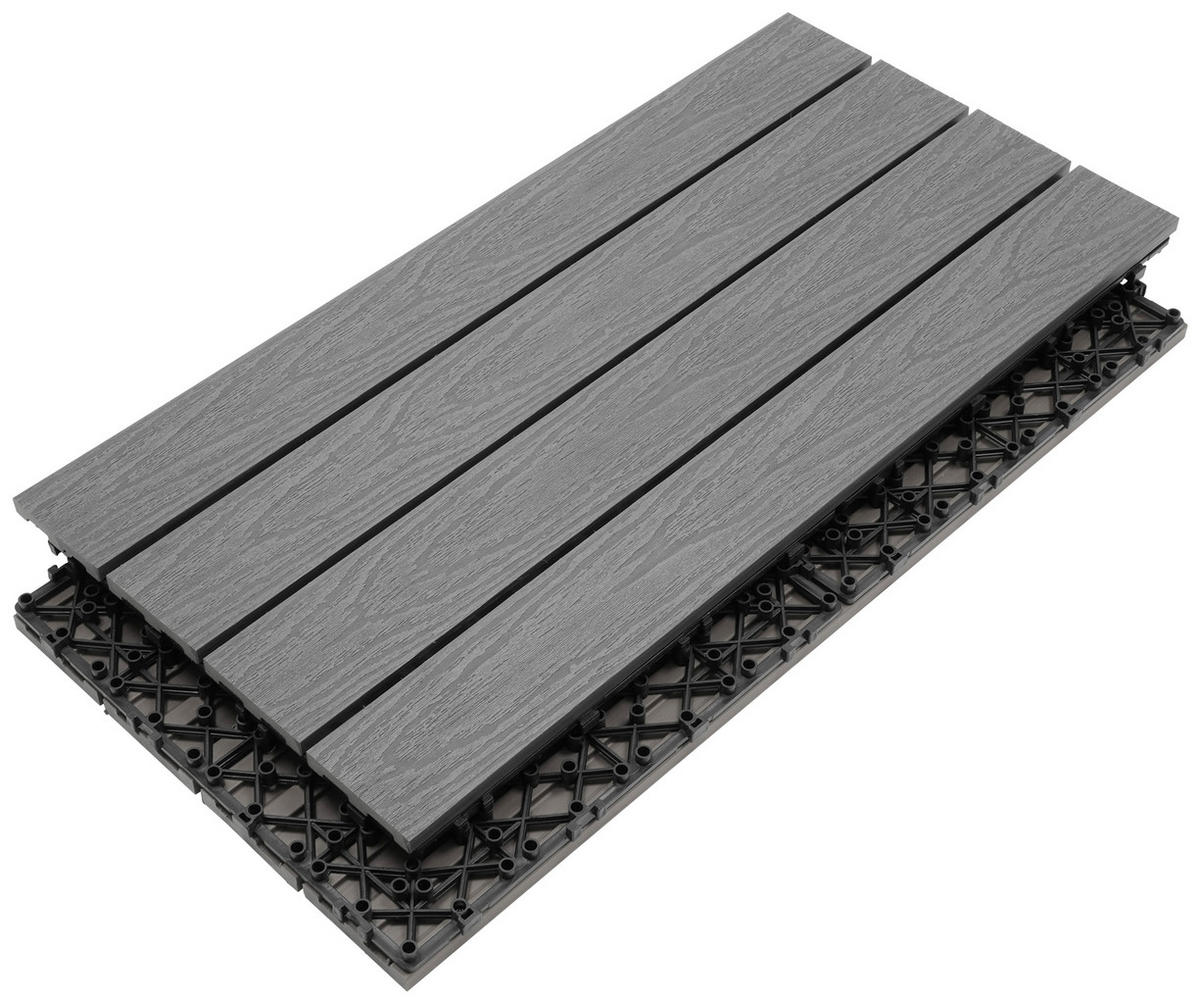 TERRASSENFLIESE 6 Stück  - Grau, KONVENTIONELL, Holzwerkstoff (30/60/2,1cm) - Ambia Garden