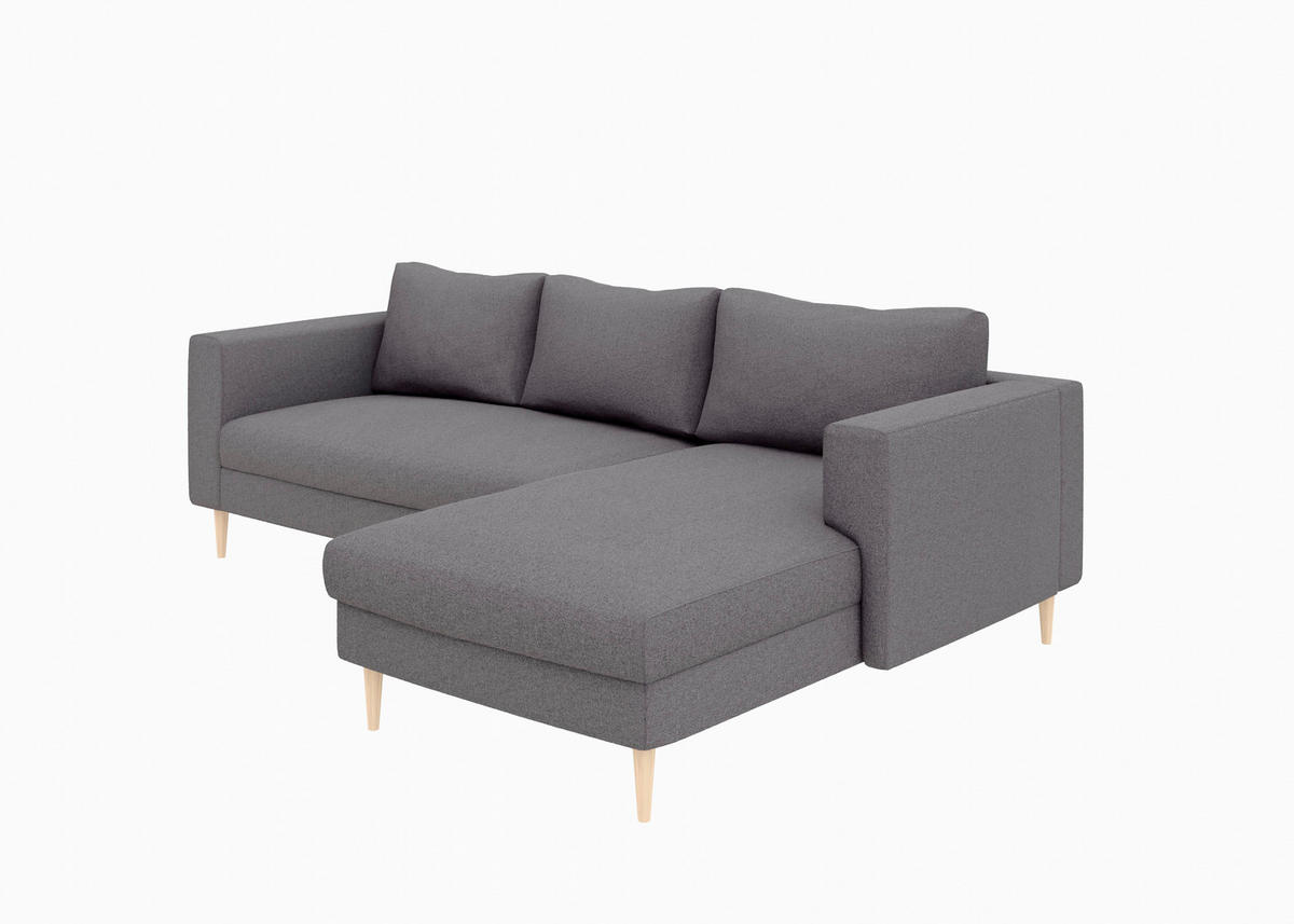 ECKSCHLAFSOFA  mit Rücken echt, Armteil links, Armteil rechts Struktur Anthrazit  - Anthrazit/Buchefarben, MODERN, Holz/Textil (232/161cm) - Trendmanufaktur