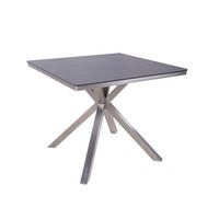 GARTENTISCH Metall, Kunststoff Silberfarben, Dunkelbraun quadratisch  - Dunkelbraun/Silberfarben, Basics, Kunststoff/Metall (90/90/75cm) - Gardenson