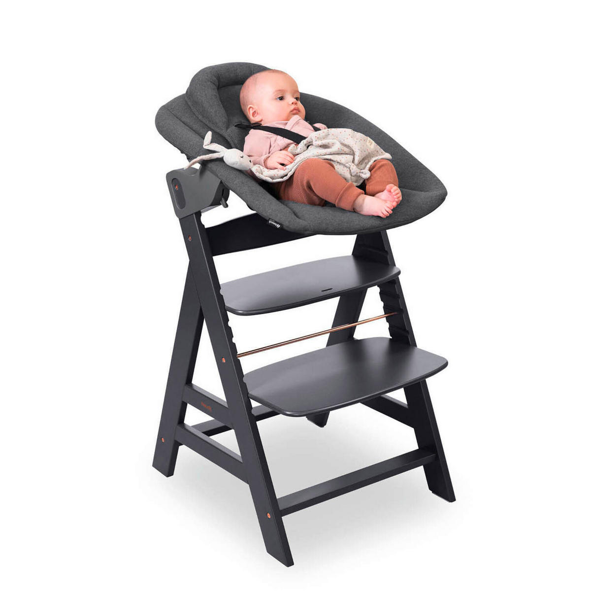 HOCHSTUHL-SET Alpha Newborn Set Anthrazit Grey  - Anthrazit, Basics, Holz/Textil (65/93,5/49cm) - Hauck