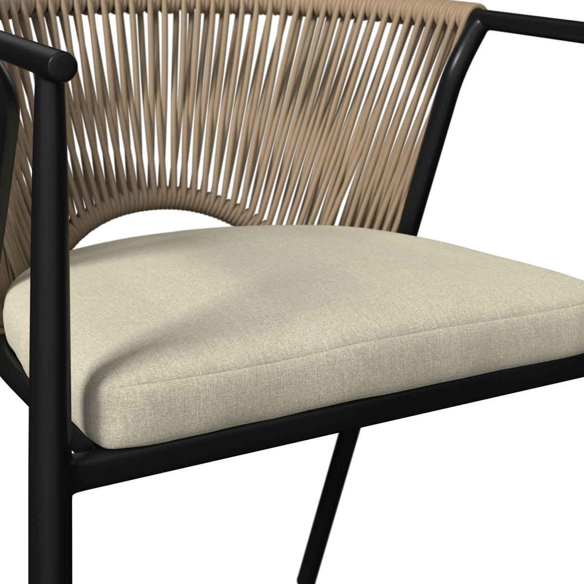 GARTENSTUHL Eisen Beige, Schwarz  - Beige/Schwarz, MODERN, Kunststoff/Textil (58/75/57cm) - Ambia Garden
