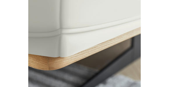 ECKSOFA in Echtleder Weiß  305/163 cm  - Eichefarben/Schwarz, Design, Leder/Holz (305/163cm) - Novel