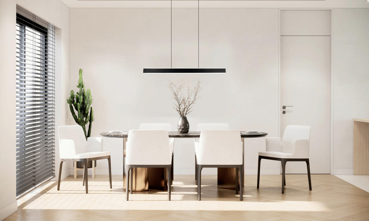 LED-HÄNGELEUCHTE Croom 120/10/60-180 cm   - Schwarz/Weiß, Design, Kunststoff/Metall (120/10/60-180cm) - Trio Leuchten