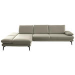 ECKSOFA in Echtleder Hellgrau  - Hellgrau/Schwarz, Design, Leder/Metall (195/308cm) - Dieter Knoll