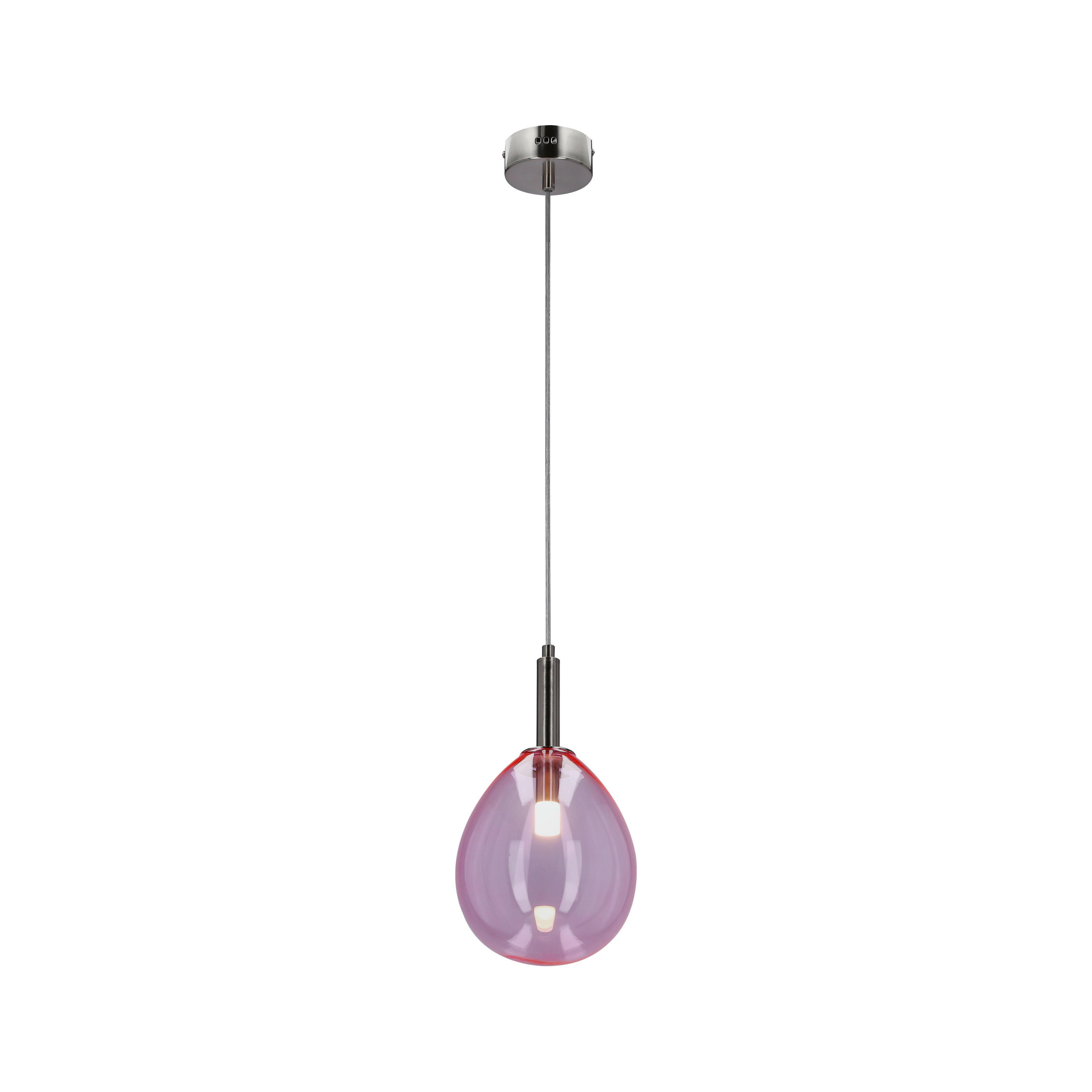 LED-HÄNGLAMPA Lukka 18/18 cm  - pink/kromfärg, Design, metall/glas (18/18cm)