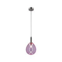 LED-HÄNGLAMPA Lukka 18/18 cm  - pink/kromfärg, Design, metall/glas (18/18cm)