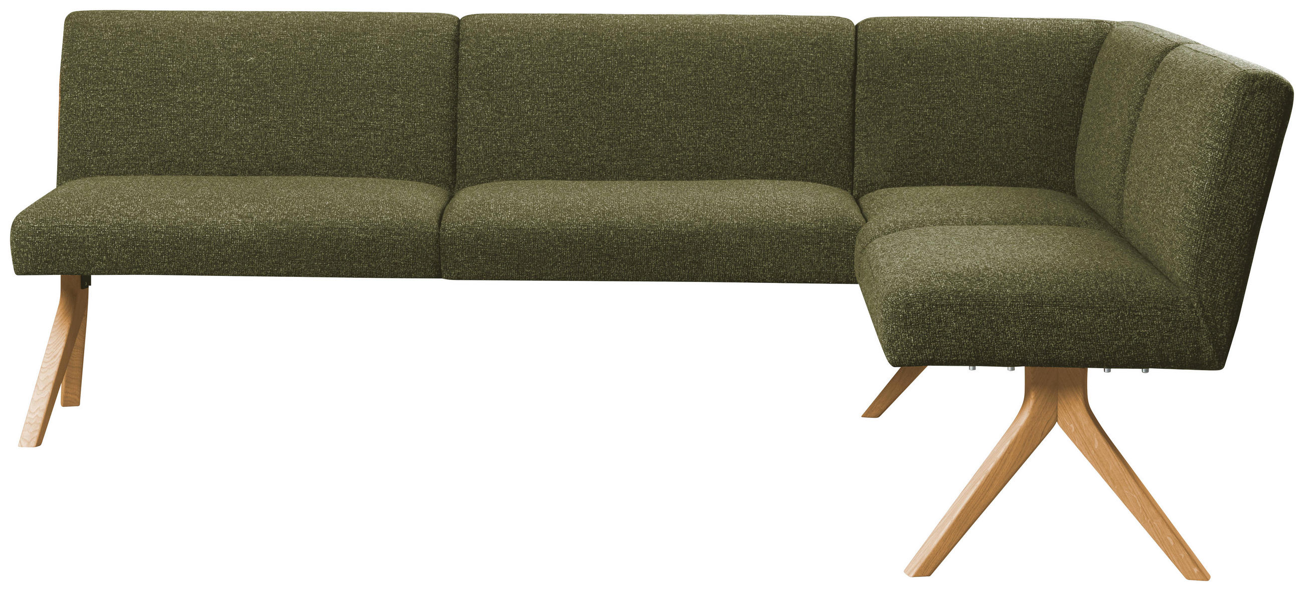 ECKBANK 238/172 cm Webstoff Grün Eiche vollmassiv   - Eichefarben/Grün, KONVENTIONELL, Holz/Textil (238/172cm) - Linea Natura