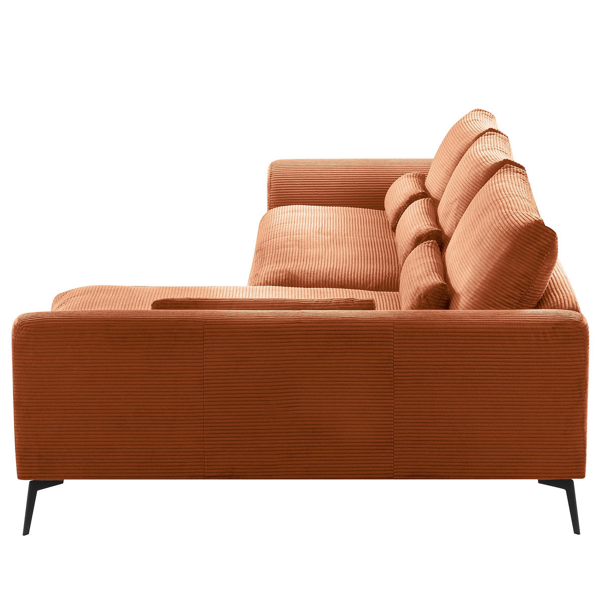 ECKSOFA Kupferfarben Cord Nierenkissen, Rückenkissen  - Schwarz/Kupferfarben, Design, Textil/Metall (313/172cm) - P & B