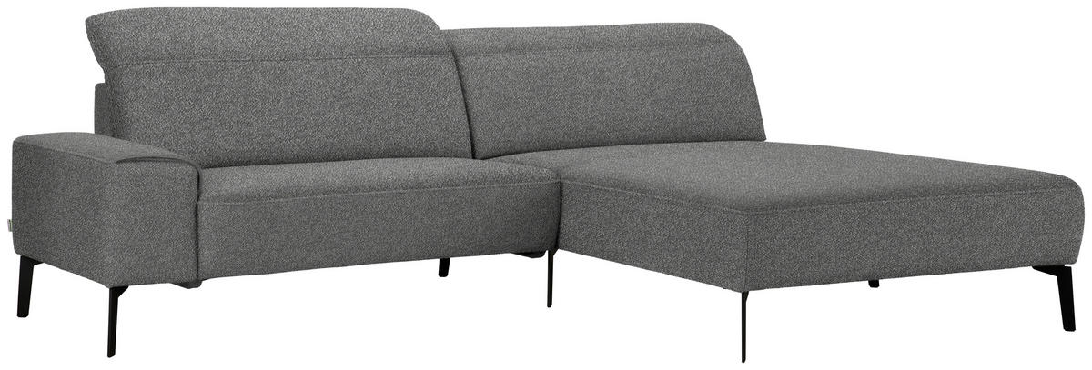 ECKSOFA in Mikrofaser Grau  - Schwarz/Grau, Design, Textil/Metall (273/203cm) - Johann Jakob