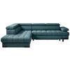 ECKSOFA Petrol Webstoff  - Petrol/Schwarz, Design, Textil/Metall (223/263cm) - Welnova