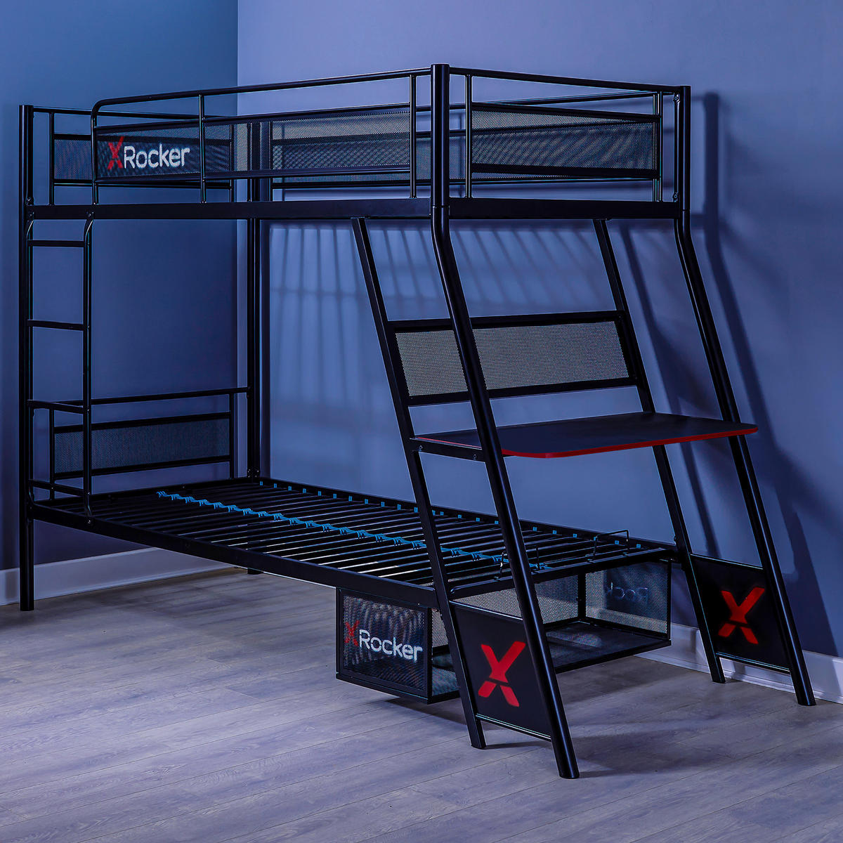 ETAGENBETT - Schwarz, MODERN, Holzwerkstoff/Metall (90/190cm) - X Rocker