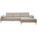 ECKSOFA  in Flachgewebe Hellbraun  314/176 cm  - Hellbraun/Schwarz, Natur, Holz/Textil (314/176cm) - Valnatura