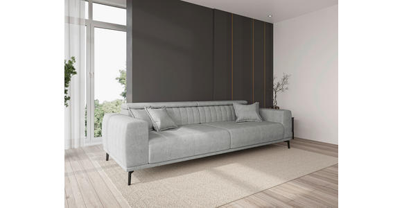 BIGSOFA Webstoff Grau  - Schwarz/Grau, KONVENTIONELL, Textil/Metall (280/80/110cm) - Carryhome