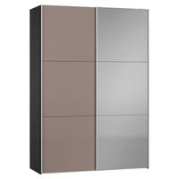 SCHWEBETÜRENSCHRANK 152/220/65 cm 2-türig Braun, Schwarz  - Silberfarben/Schwarz, Design, Glas/Holzwerkstoff (152/220/65cm) - Jutzler