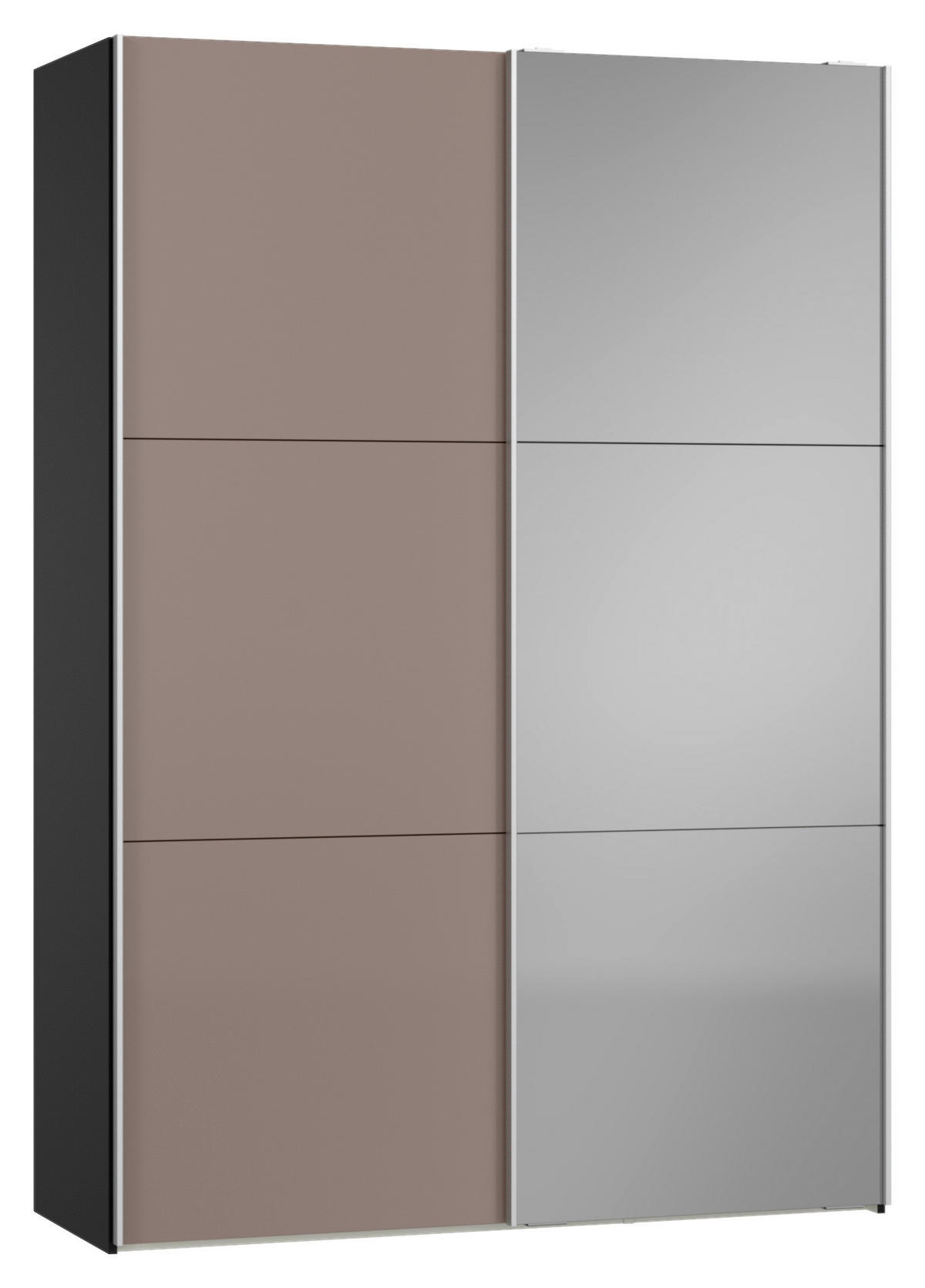 SCHWEBETÜRENSCHRANK 152/220/65 cm 2-türig Braun, Schwarz  - Silberfarben/Schwarz, Design, Glas/Holzwerkstoff (152/220/65cm) - Jutzler