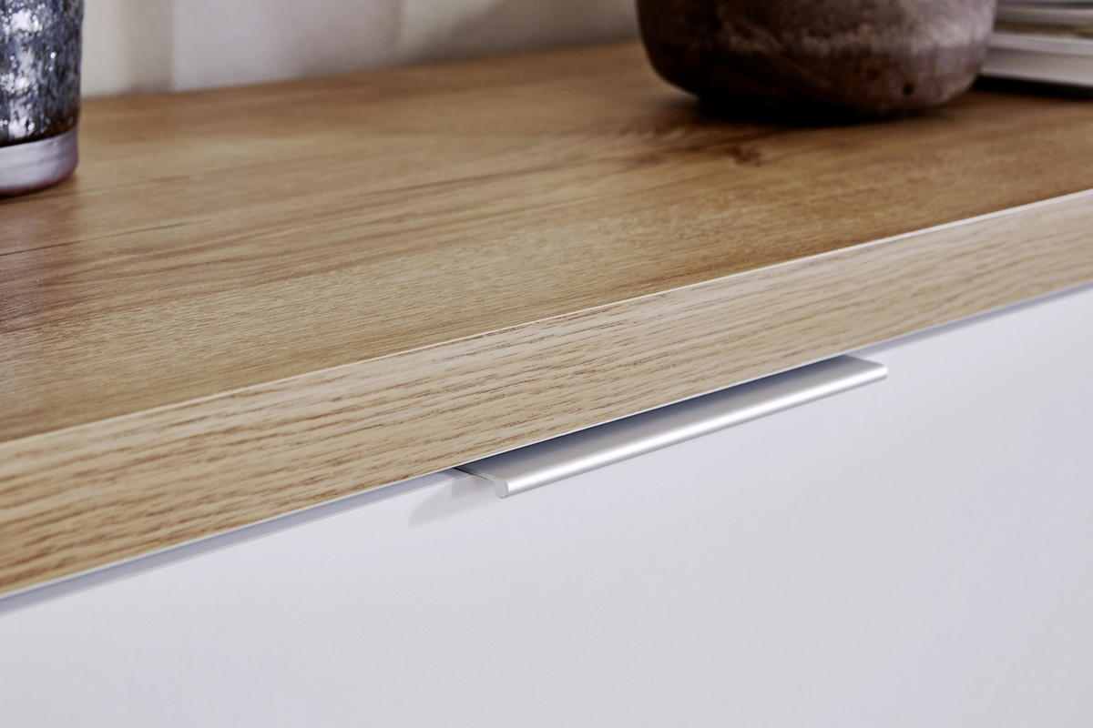 SIDEBOARD  in 180/77/39 cm  - Eichefarben/Alufarben, KONVENTIONELL, Holzwerkstoff/Metall (180/77/39cm) - Livetastic
