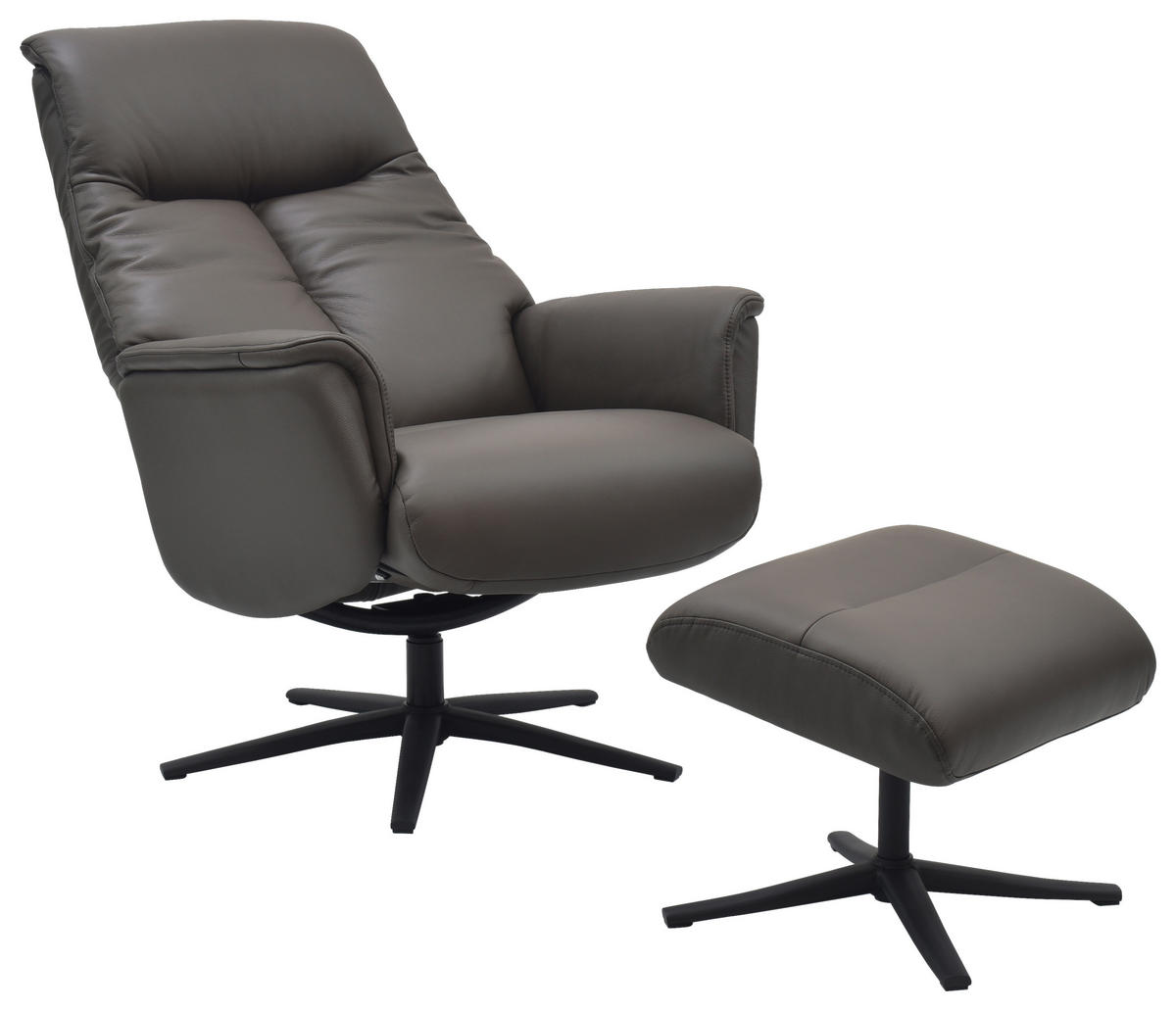RELAXSESSELSET Lederlook Echtleder    - Dunkelbraun/Schwarz, Design, Leder/Holz (72/109/86/111/81cm) - Livetastic