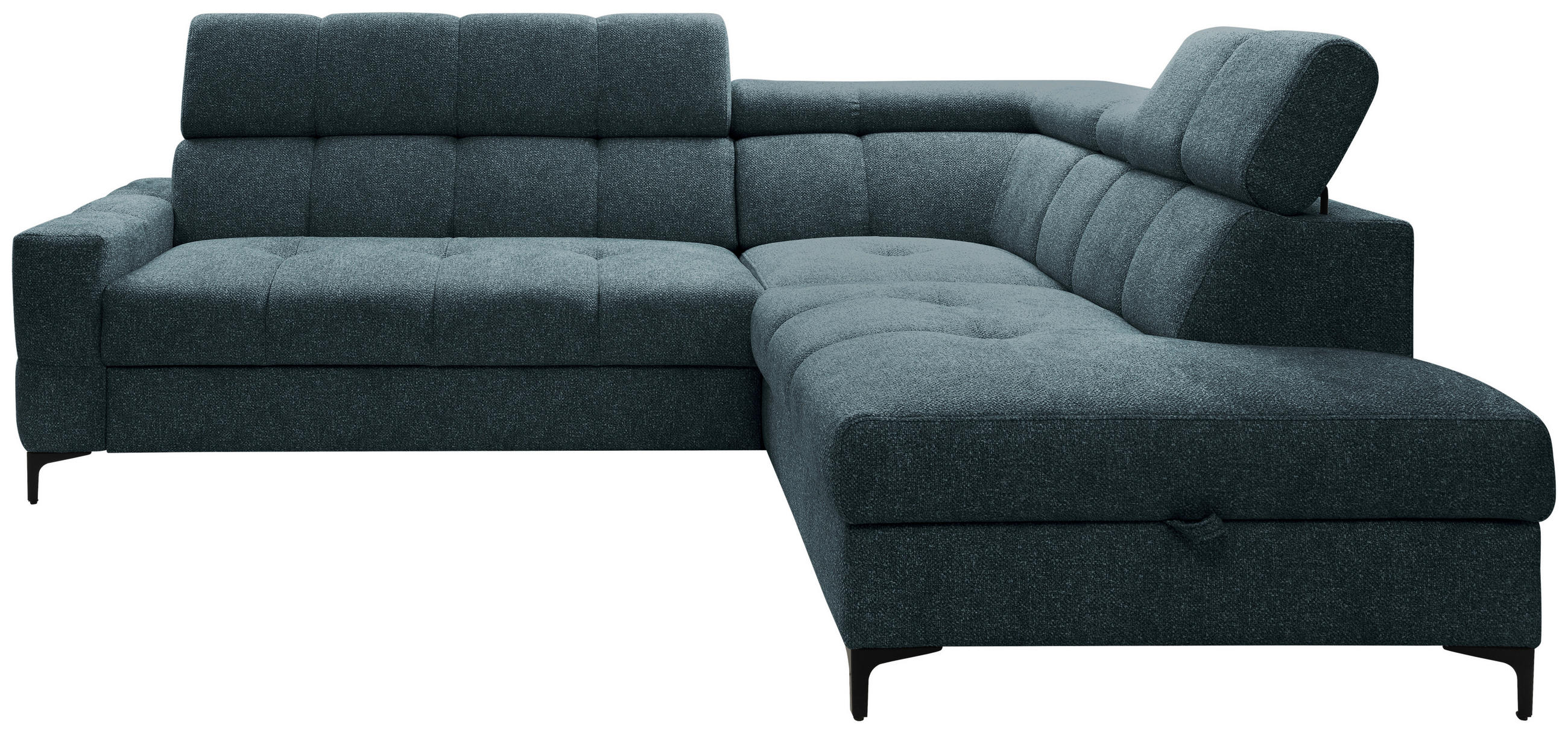 ECKSOFA  in Struktur Blau   - Blau/Schwarz, MODERN, Textil/Metall (254cm) - Carryhome