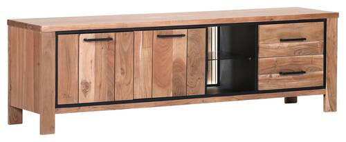 LOWBOARD  in 180/55/44 cm  - Schwarz/Akaziefarben, LIFESTYLE, Glas/Holz (180/55/44cm) - Landscape