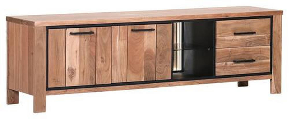 LOWBOARD  in 180/55/44 cm  - Schwarz/Akaziefarben, LIFESTYLE, Glas/Holz (180/55/44cm) - Landscape