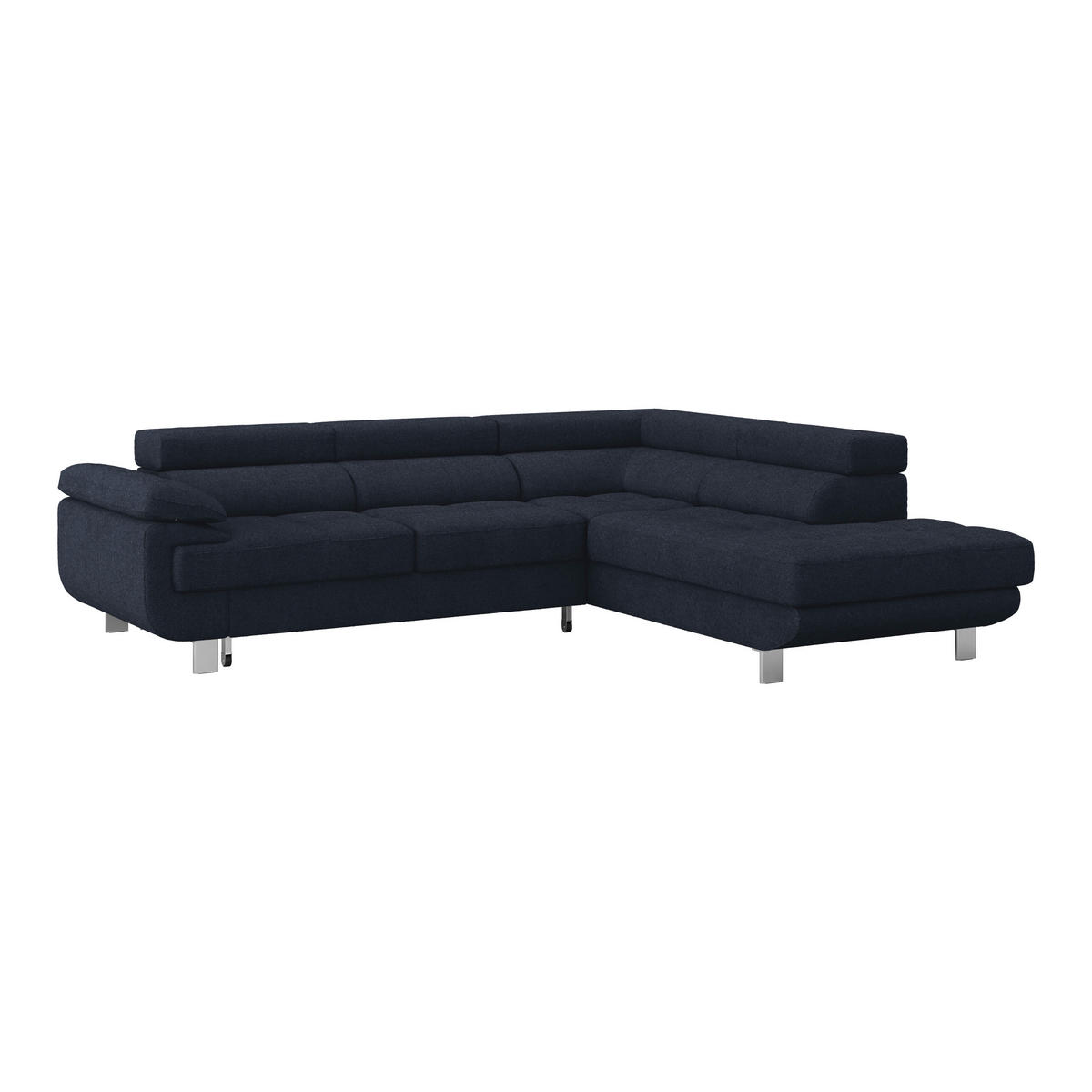 ECKSOFA Dunkelblau Drell  - Dunkelblau, MODERN, Textil/Metall (270/230cm) - MID.YOU
