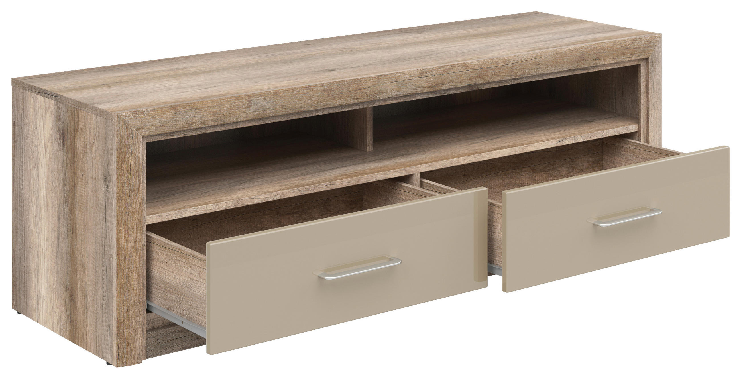 LOWBOARD  in 143,5/48,5/47,5 cm  - Sandfarben/Eichefarben, Design, Holzwerkstoff/Kunststoff (143,5/48,5/47,5cm)