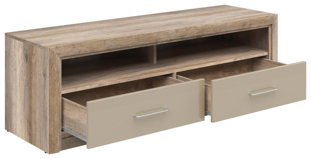 LOWBOARD  in 143,5/48,5/47,5 cm  - Sandfarben/Eichefarben, Design, Holzwerkstoff/Kunststoff (143,5/48,5/47,5cm)
