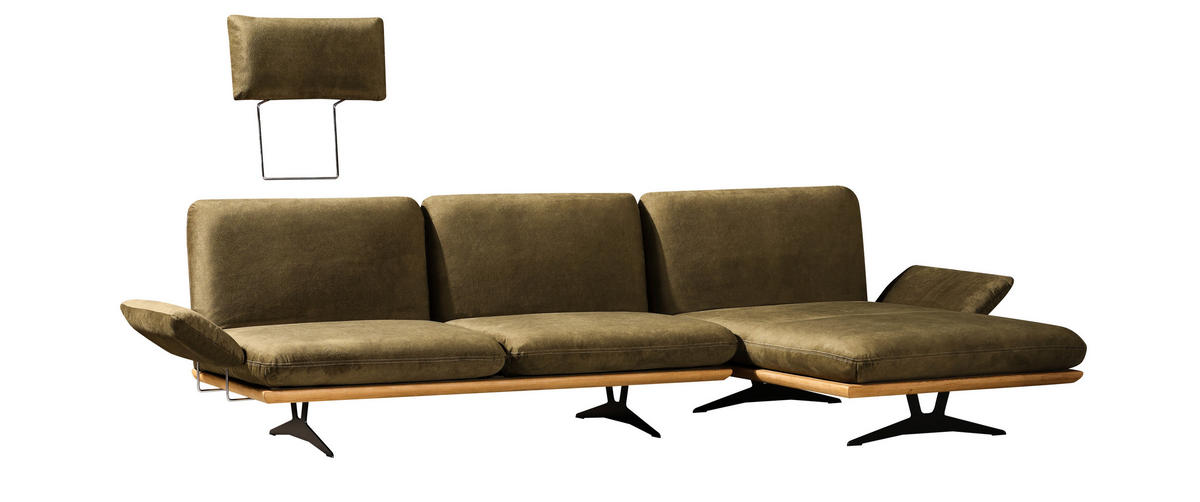 SCHLAFSOFA in Holz, Textil Grün, Eichefarben  - Eichefarben/Beige, Design, Holz/Textil (204/92/90cm) - Dieter Knoll