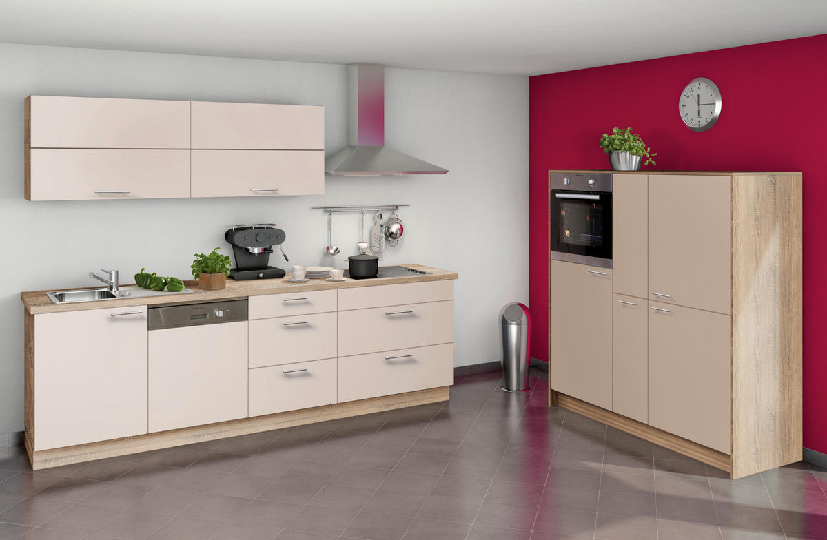 KÜCHENLEERBLOCK  270/153,2 cm  in Creme, Eichefarben  - Edelstahlfarben/Eichefarben, Design, Holzwerkstoff/Metall (270/153,2cm) - Express