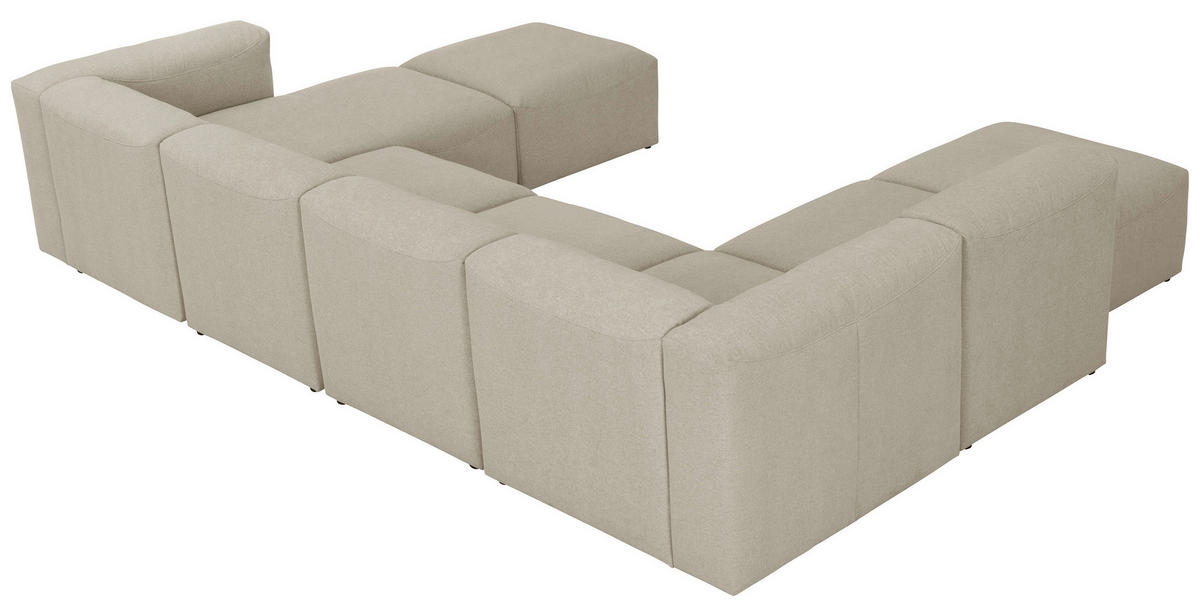 WOHNLANDSCHAFT in Flachgewebe Creme  - Creme, Design, Kunststoff/Textil (250/350/235cm) - Max Winzer