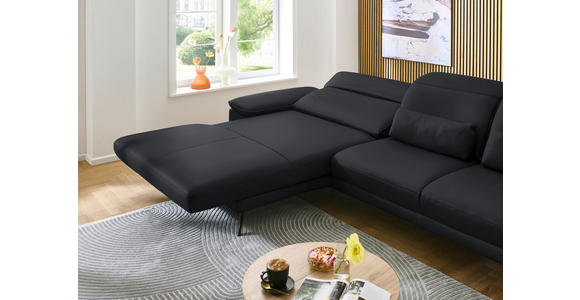 ECKSOFA in Echtleder Anthrazit  - Anthrazit/Schwarz, Design, Leder/Metall (193/332cm) - Dieter Knoll