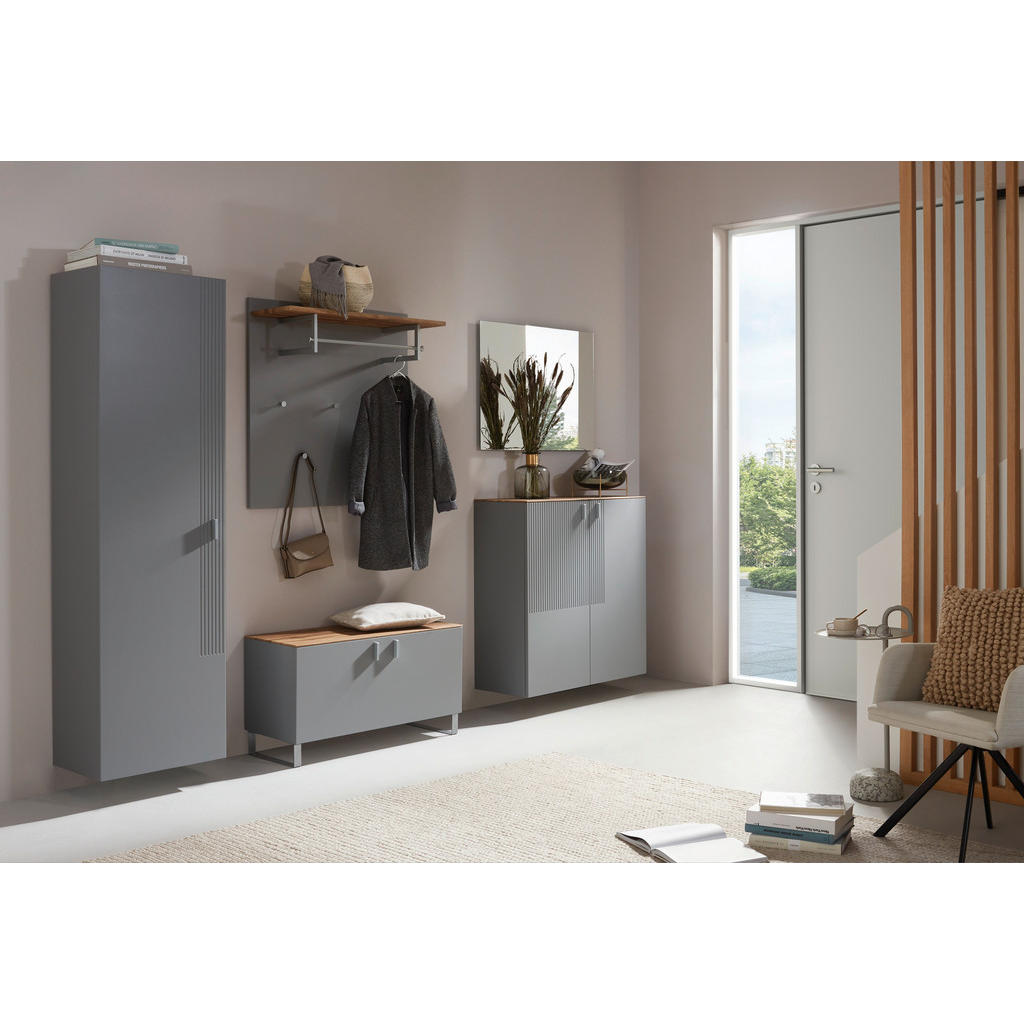 Thumbnail - Dieter Knoll Hängeschuhschrank, Grau, Eiche, Holzwerkstoff, Eiche, furniert, 3 Fächer, 93x94x36 cm, Typenauswahl, Beimöb...