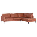 WOHNLANDSCHAFTOttomane rechts, L-Form  in Mikrofaser Cognac  - Cognac/Schwarz, KONVENTIONELL, Textil/Metall (267/218cm) - Ambia Home