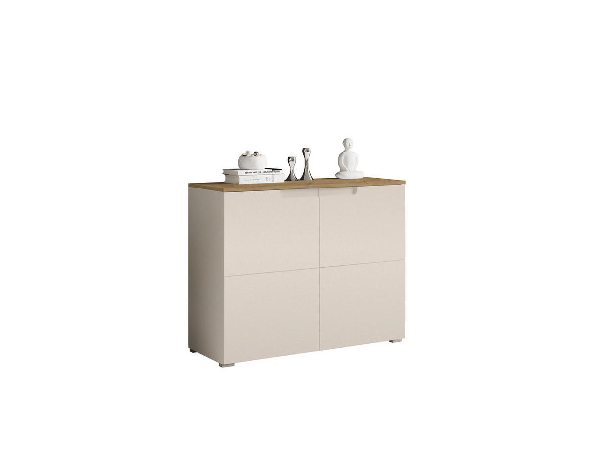 KOMMODE  in 100/80/40 cm  - Kaschmir/Schwarz, Design, Holzwerkstoff/Kunststoff (100/80/40cm) - home24