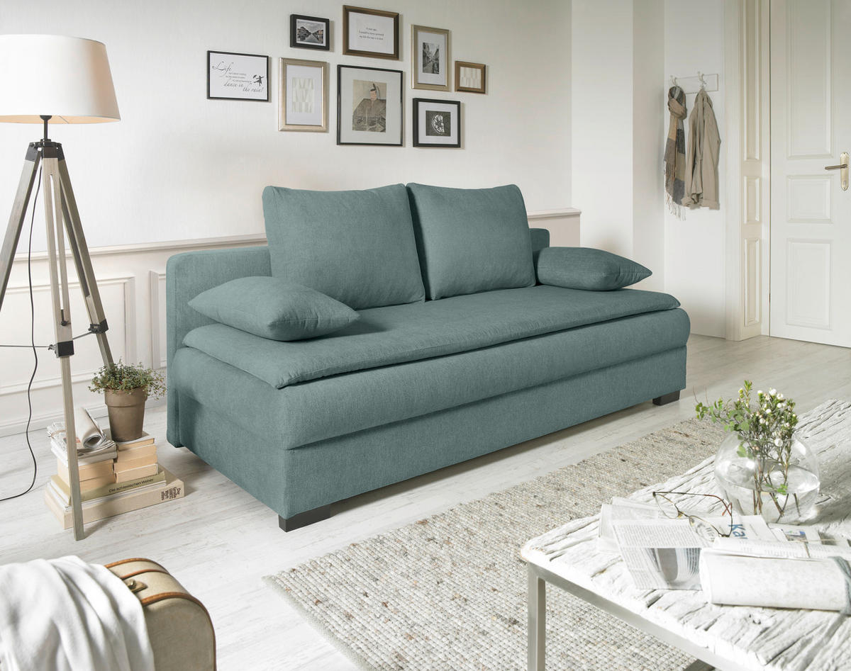 SCHLAFSOFA Samt Grau  - Schwarz/Grau, KONVENTIONELL, Kunststoff/Textil (207/94/90cm) - Carryhome