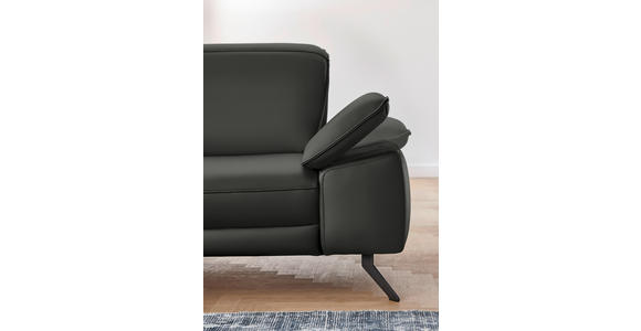 ECKSOFA in Echtleder Graubraun  - Graubraun/Schwarz, Design, Leder/Metall (193/328cm) - Dieter Knoll