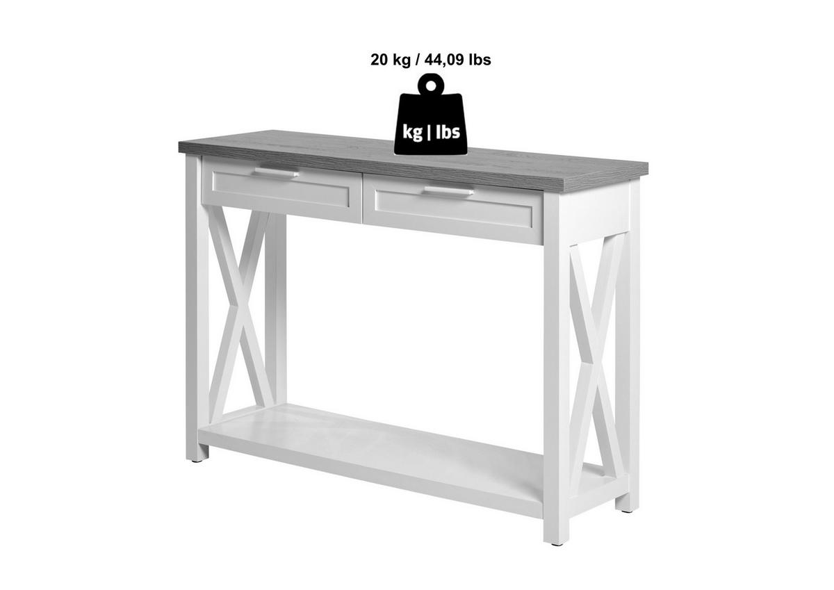 KONSOLENTISCH Weiß, Eichefarben  - Eichefarben/Weiß, LIFESTYLE, Holzwerkstoff/Metall (110/34/77cm)